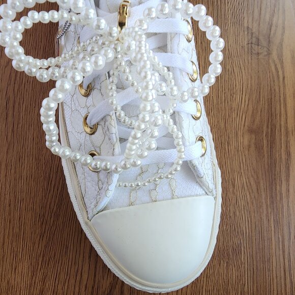 ⭐Converse Chuck Taylor Platform Pearls Lace 8 Women Shoes Party Sneaker A15197C - Picture 12 of 16